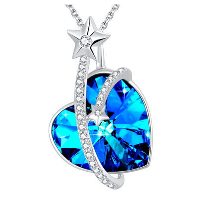 ออสเตรีย คริสตัล หัวใจ Pendant Necklace เงินสเตอร์ลิ่ง เสื้อเครื่องประดับสําหรับผู้หญิง Hypoallergenic