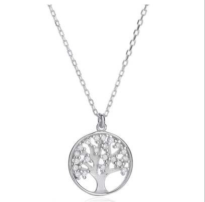 OEM สตอร์ลิงเงิน Tree Of Life Necklace Pendant กับ AAAA Cubic Zirconia