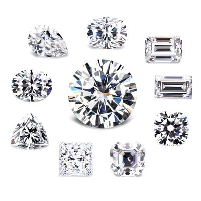ใบรับรอง GRA ตัดหิน Moissanite สีขาว Diamond Princess Oval Pear Asscher Radiant Emerald ตัดหิน moissanite แบบโล่ง VVS