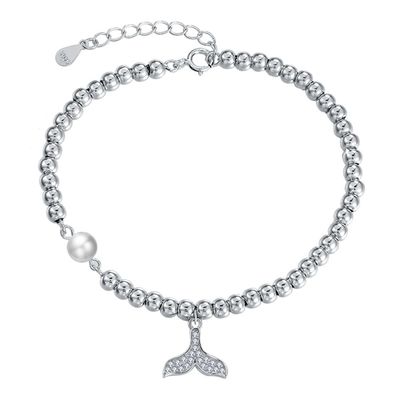 CZ 2 Gram19x0.35cm สร้อยข้อมือหางปลา Unisex Gift Silver Slider Bracelet