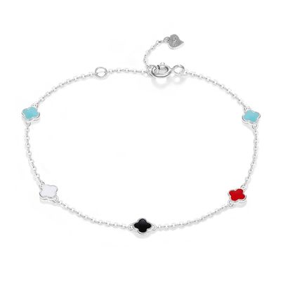 18cm 1.1g สร้อยข้อมือสี่ใบหางนางเงือกสร้อยข้อมือ Cubic Zirconia SGS