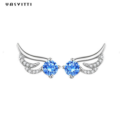 Simple Angel Wings ผีเสื้อสีฟ้าน่ารัก Minimalist Trend เครื่องประดับต่างหูสตั๊ด