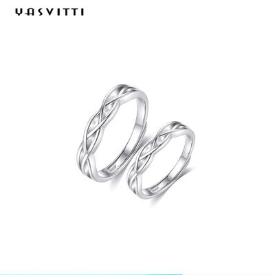 0.07oz 0.14cm แหวนเครื่องประดับเงินสเตอร์ลิง SGS Platinum Plated Sterling Silver