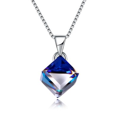 Sugar Cube จี้ Clavicle Chain ผู้หญิง 925 เงินออสเตรียคริสตัล Love Cube สร้อยคอ