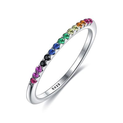 21.1mm 1.2g แหวนเครื่องประดับเงินสเตอร์ลิง ODM ปราศจากสารตะกั่วแหวนสีรุ้ง