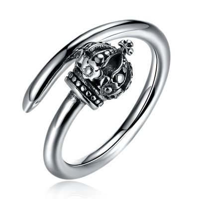 1.39g 17.3mm Crown Shaped Engagement Ring Hypoallergenic Cluster แหวนเงินแท้