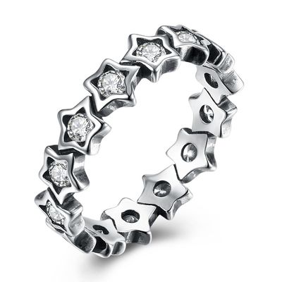แหวนเงินแท้ 925 ประดับ Cubic Zircon Star Finger Ring สำหรับผู้หญิงเครื่องประดับเงินวันแม่ Gift