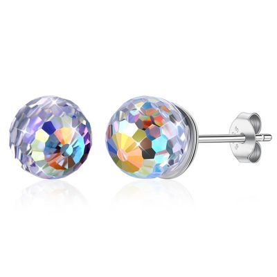 0.6X0.6 ซม. 0.9 กรัมเงินสเตอร์ลิงเครื่องประดับต่างหู Birthstone Ball Stud ต่างหู SGS