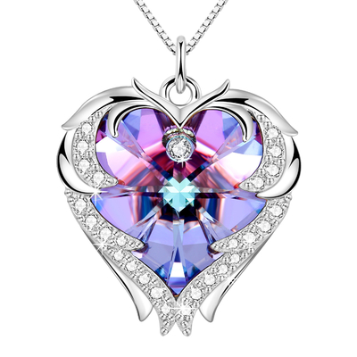 สร้อยคอจี้หัวใจสีเงินคริสตัลสวารอฟกี้ 925 สร้อยคอหัวใจคู่อินฟินิตี้