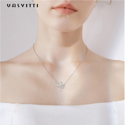 เครื่องประดับผู้หญิง คลาสสิก 925 สเตอร์ลิ่ง เงินคอคอหัวใจ OEM