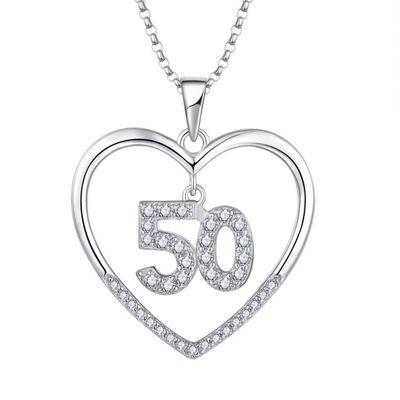 YASVITTI Custom Fashion 925 สตอร์ลิ่ง เงิน หัวใจ สร้อยคอ เลข 50 และ 30 สร้อยคอ