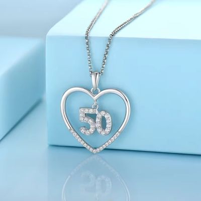 YASVITTI Custom Fashion 925 สตอร์ลิ่ง เงิน หัวใจ สร้อยคอ เลข 50 และ 30 สร้อยคอ