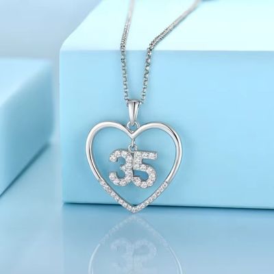 YASVITTI Custom Fashion 925 สตอร์ลิ่ง เงิน หัวใจ สร้อยคอ เลข 50 และ 30 สร้อยคอ