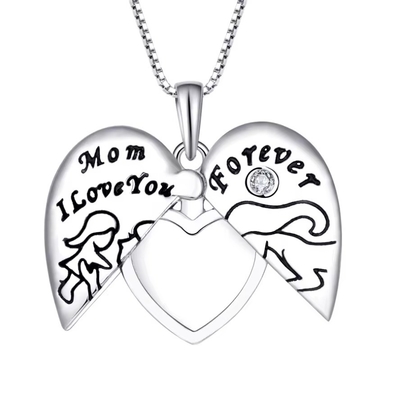 YASVITTI 925 เงินสเตอร์ลิง แม่รักเธอตลอดไป หัวใจสัญลักษณ์ Pendant Necklace สําหรับผู้หญิง