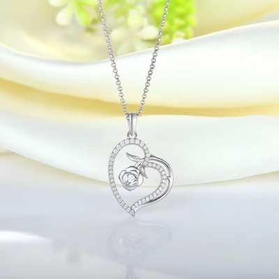 YASVITTI Custom หญิง Pendant Necklace เครื่องประดับดี โรเดียม Plated Rose 925 สตอร์ลิงเงิน หัวใจ Necklace