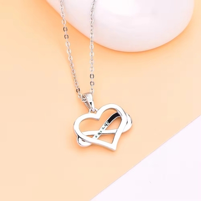 YASVITTI ODM OEM 925 เงินสเตอร์ลิ่ง สร้อยคอหัวใจกระจ่าง 5A Zirconia Rhodium Plated Hollow Necklace Pendant พระเครื่อง