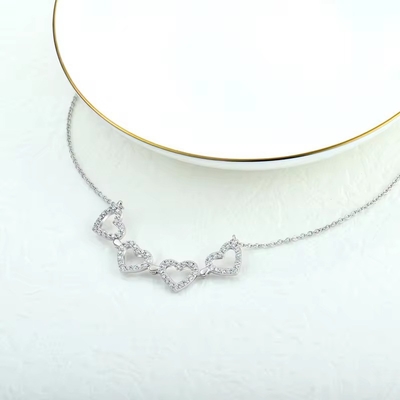 YASVITTI Custom โรแมนติก แม็กเนติก คลอเวอร์ Necklaces OEM Charm 925 Sterling Silver Dainty Heart สี่ใบ คลอเวอร์ Necklace