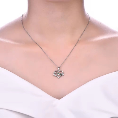 YASVITTI ODM OEM 925 เงินสเตอร์ลิ่ง สร้อยคอหัวใจกระจ่าง 5A Zirconia Rhodium Plated Hollow Necklace Pendant พระเครื่อง