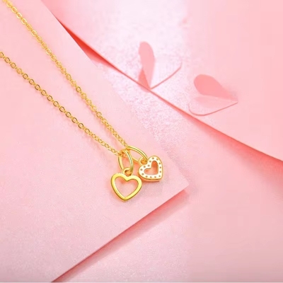 YASVITTI ขายปลีก 925 เหรียญสเตอร์ลิ่งเงิน สองหัวใจคอคอสต์ Charm Custom ทองคํา Plated หัวใจคอคอสต์ พระเครื่อง
