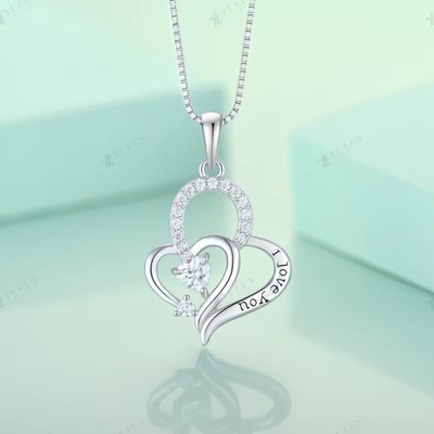 YASVITTI ฉันรักคุณ หัวใจ Pendant Necklace หลายสี หัวใจ Cubic Zirconia Luxury Silver 925 หัวใจ Necklace พระเครื่อง