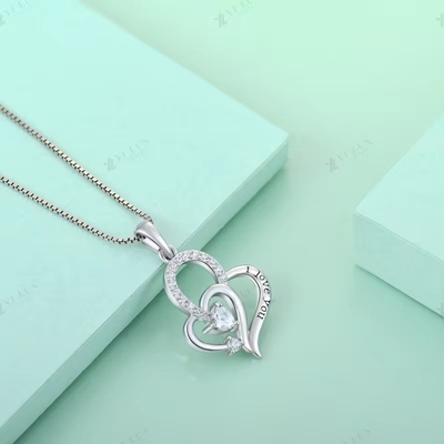 YASVITTI ฉันรักคุณ หัวใจ Pendant Necklace หลายสี หัวใจ Cubic Zirconia Luxury Silver 925 หัวใจ Necklace พระเครื่อง
