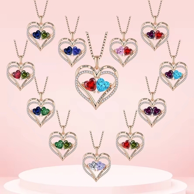 YASVITTI 925 เหรียญสเตอร์ลิงเงิน เสมอรัก หัวใจ Pendant Necklace บุคคลบุคคล Rose Gold Plated คริสตัล CZ Necklace