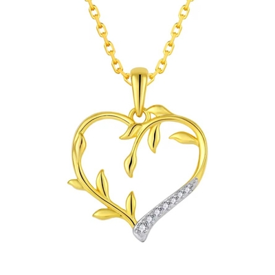 YASVITTI Custom 18K Gold Plating Heart Leaf Pendant Necklace 925 เหรียญประดับเงิน