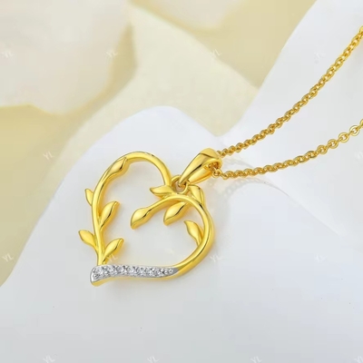 YASVITTI Custom 18K Gold Plating Heart Leaf Pendant Necklace 925 เหรียญประดับเงิน