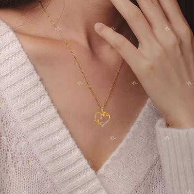YASVITTI Custom 18K Gold Plating Heart Leaf Pendant Necklace 925 เหรียญประดับเงิน