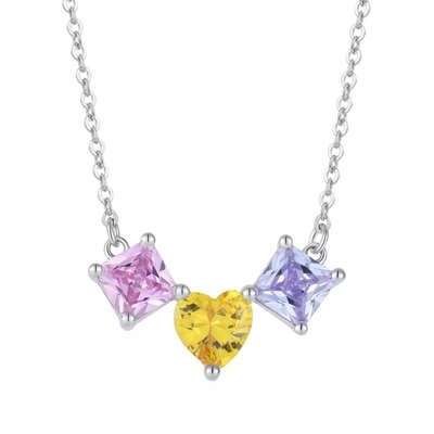 YASVITTI 925 เงินสเตอร์ลิ่ง สีหลากหลายทรงหัวใจ สร้อยคอซิกอนิยา สร้อยคอทองคําเคลือบโรเดียม Wholesale