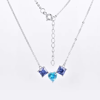 YASVITTI 925 เงินสเตอร์ลิ่ง สีหลากหลายทรงหัวใจ สร้อยคอซิกอนิยา สร้อยคอทองคําเคลือบโรเดียม Wholesale