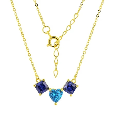YASVITTI 925 เงินสเตอร์ลิ่ง สีหลากหลายทรงหัวใจ สร้อยคอซิกอนิยา สร้อยคอทองคําเคลือบโรเดียม Wholesale
