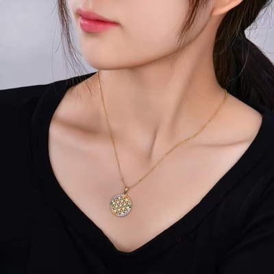 YASVITTI 925 ดอกเงินสเตอร์ลิ่งของชีวิต Rainbow CZ Pendant Necklace โยคะและสมาธิ Necklace พระเครื่อง Wholesale