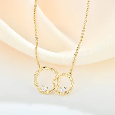 YASVITTI 14K ทองเหลือง Plated Interlocking Circle หัวใจ Cubic Zirconia Pendant Necklace 925 เหรียญสตอร์ลิงเงินเครื่องประดับ