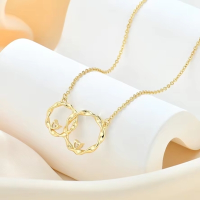 YASVITTI 14K ทองเหลือง Plated Interlocking Circle หัวใจ Cubic Zirconia Pendant Necklace 925 เหรียญสตอร์ลิงเงินเครื่องประดับ