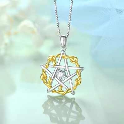 YASVITTI 925 เงินสตอร์ลิง Pentagram ดารา หัวใจ Pendant Necklace ชุด Cubic Zirconia และ Rose ทองคํา Plated Wholesale