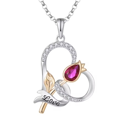 YASVITTI Custom Sterling Silver 925 Heart Rose Flower Necklace คลาสสิก โรสทองเคลือบทองคํา สาวสาวแต่ง โรงงานขายส่ง
