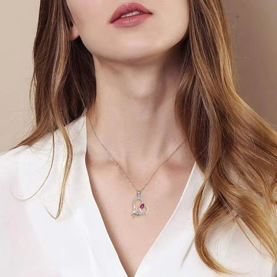 YASVITTI Custom Sterling Silver 925 Heart Rose Flower Necklace คลาสสิก โรสทองเคลือบทองคํา สาวสาวแต่ง โรงงานขายส่ง