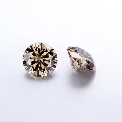 เสมอ Brilliant Moissanite เพชร 1 คารากลม เพชรตัดแสง สีแชมเปญ