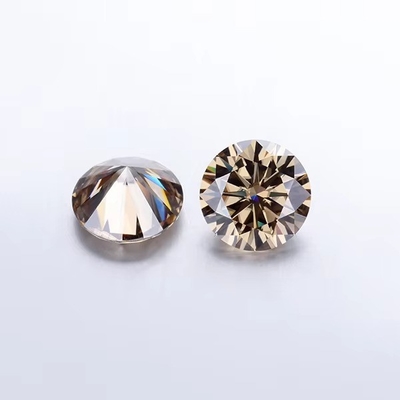 เสมอ Brilliant Moissanite เพชร 1 คารากลม เพชรตัดแสง สีแชมเปญ