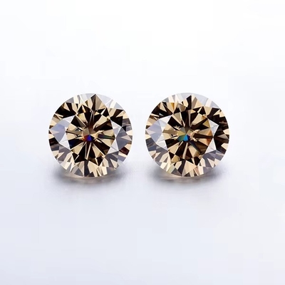เสมอ Brilliant Moissanite เพชร 1 คารากลม เพชรตัดแสง สีแชมเปญ