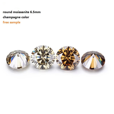 เสมอ Brilliant Moissanite เพชร 1 คารากลม เพชรตัดแสง สีแชมเปญ