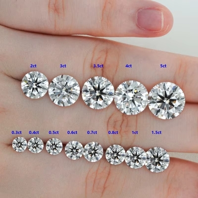 0.5ct 1ct 1.5ct 2ct 3ct สีขาว โมซานิตเพชร HPHT CVD Lab เพชรเติบโต