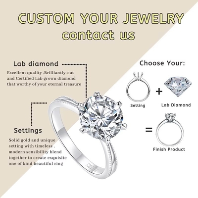 0.5ct 1ct 1.5ct 2ct 3ct สีขาว โมซานิตเพชร HPHT CVD Lab เพชรเติบโต