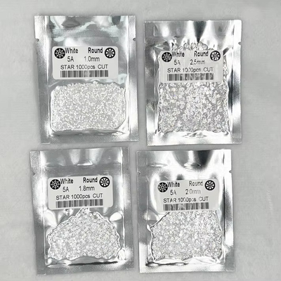 5A คุณภาพ 1000 ชิ้น/กระเป๋า 1 มิลลิเมตร - 3.0 มิลลิเมตร เพชรหิน สีขาว Zirconia กลมสําหรับเครื่องประดับ