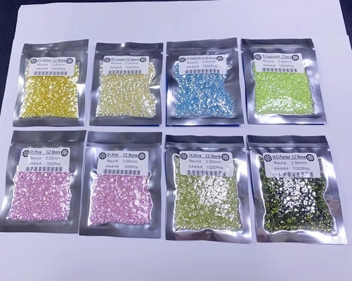 0.8mm 2mm 2.8mm เขียวชมพู สีน้ําเงิน โมซานิต เกรด 3A 5A ขนาดเล็ก CZ ซิรคอนิกส์