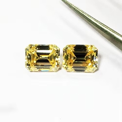 สีเหลืองสดใส Moissanite Gem Radiant Cut GRA VVS หุ่นยี่ห้อโลซานิตเพชรสําหรับแหวนทองคํา