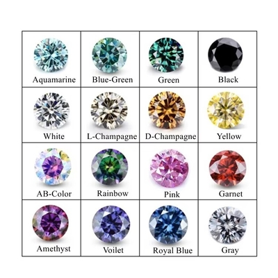 ขายปลีก GRA โมซซานิต สีเทา สีชมพู สีเหลือง ชามเปญ สีฟ้า สีเขียว กลมตัดโล่ง โมซซานิตเพชรสําหรับการทําเครื่องประดับ
