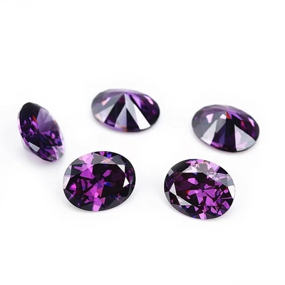 8x6 มม หินแท้ลอยหินแท้ยุโรปตัดด้วยเครื่อง เครื่อง Amethyst สี รูปทรงโอวาล ซินথেติก ซิรคอนีย์