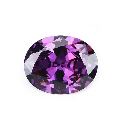 8x6 มม หินแท้ลอยหินแท้ยุโรปตัดด้วยเครื่อง เครื่อง Amethyst สี รูปทรงโอวาล ซินথেติก ซิรคอนีย์
